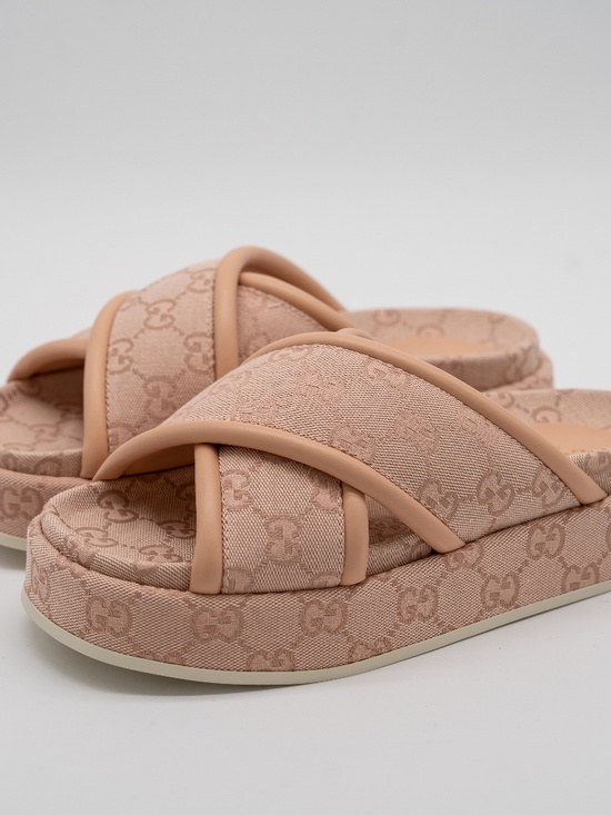 Gucci Shoes - size 37.5G 7.5 US Gucci GG Platform Slides Sandals Pink